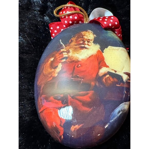 Vintage 1993 Coca-Cola Brand Santa Ornaments Set Of 4 Round And Oval - Picture 8 of 14